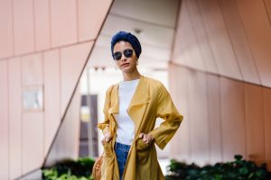 A Neutral like Navy pairs well with this Illuminating yellow jacket