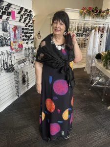Discover what style fits you with Indiana Personal Stylist Beth Divine image shows woman in store
